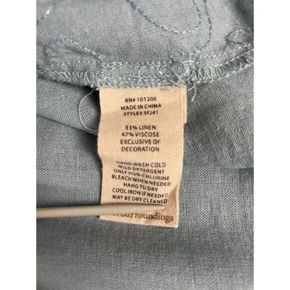 Soft Surroundings Women's Plus Size 1X Blue Tunic Top Embroidered Linen Blend - Picture 3 of 6